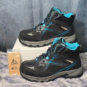 NWB ACE Work Boots Moxie Low AT Black Blue Aluminum Toe EH Safety Womens 8